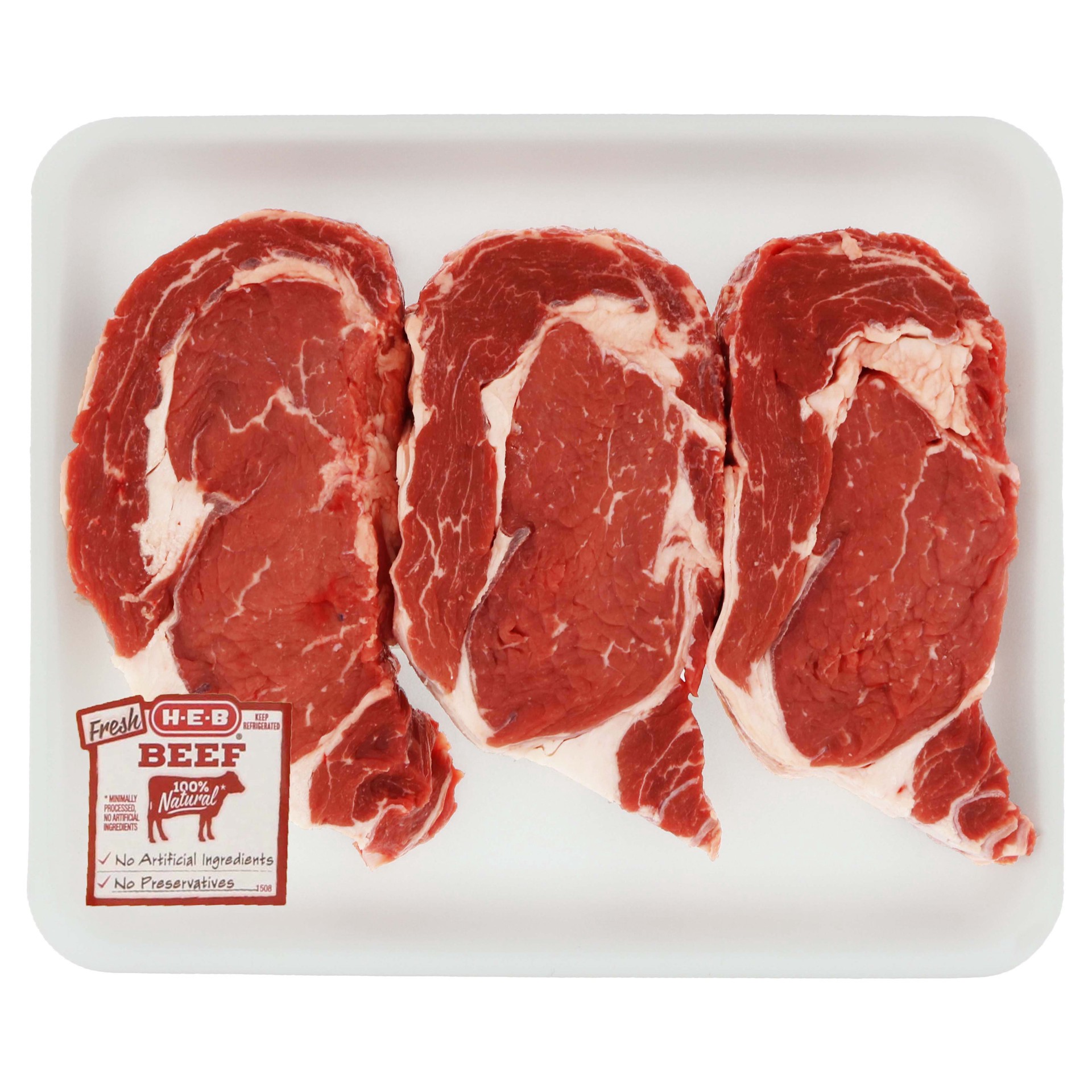 slide 1 of 1, H-E-B Boneless Beef Ribeye Steaks - USDA Select - Value Pack, per lb