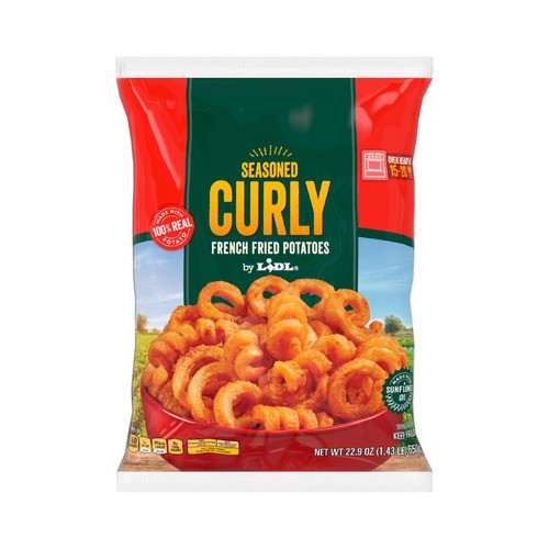 slide 1 of 1, frozen seasoned curly French fried potatoes, 22.9 oz