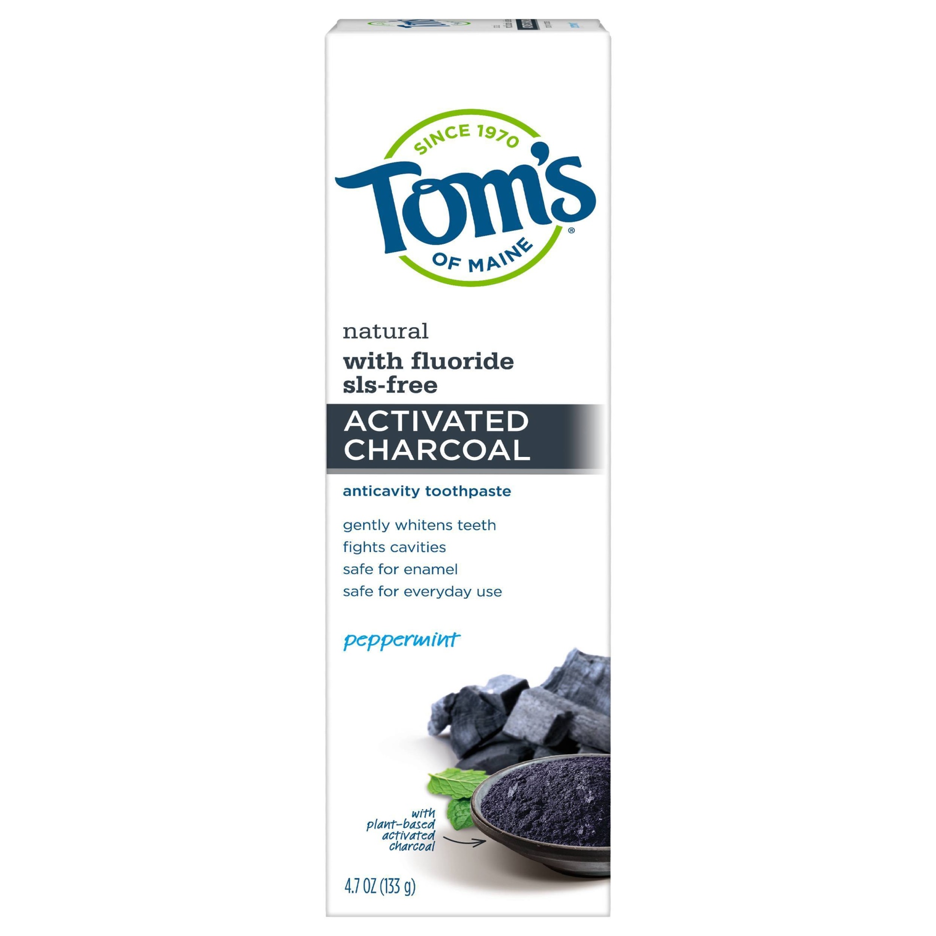 slide 1 of 2, Tom's of Maine Activated Charcoal Anticavity Toothpaste, 4.7 oz