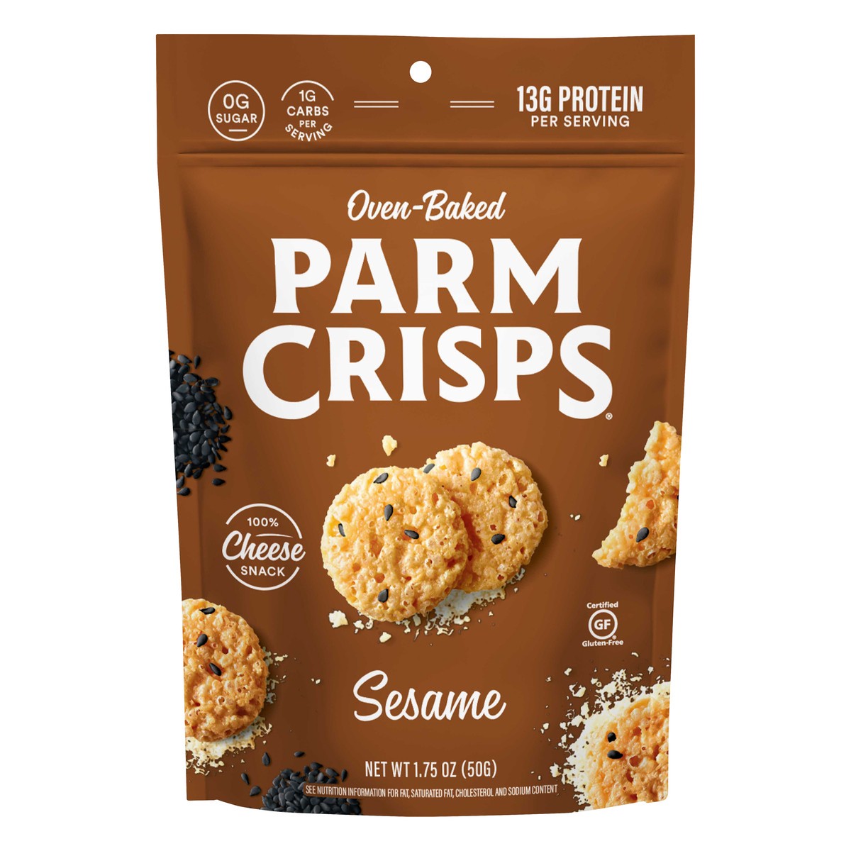 slide 1 of 3, ParmCrisps Parm Crisps Parmesan Cracker Cheese Sesme, 1.8 oz