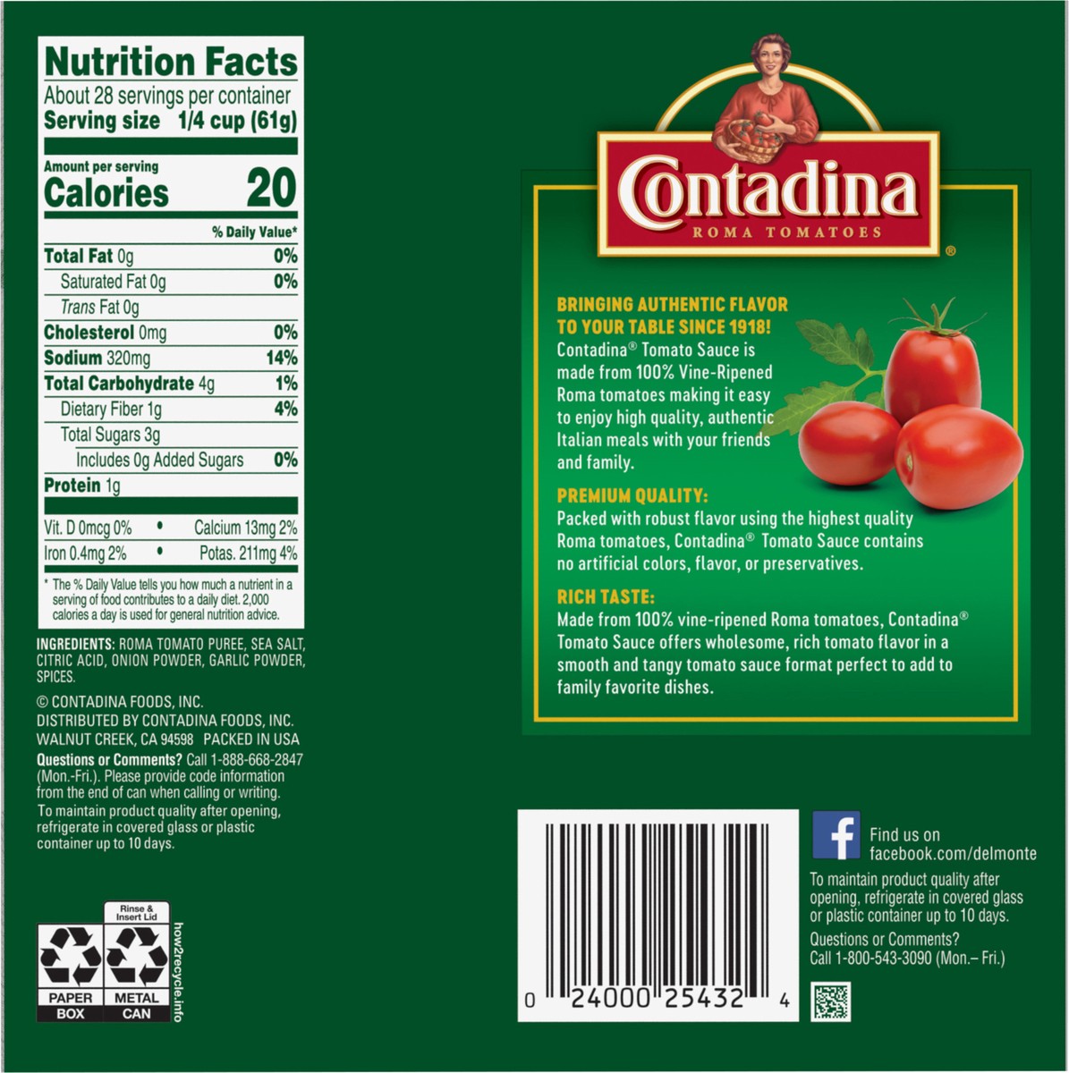 slide 7 of 13, Contadina Tomato Sauce, 15 oz