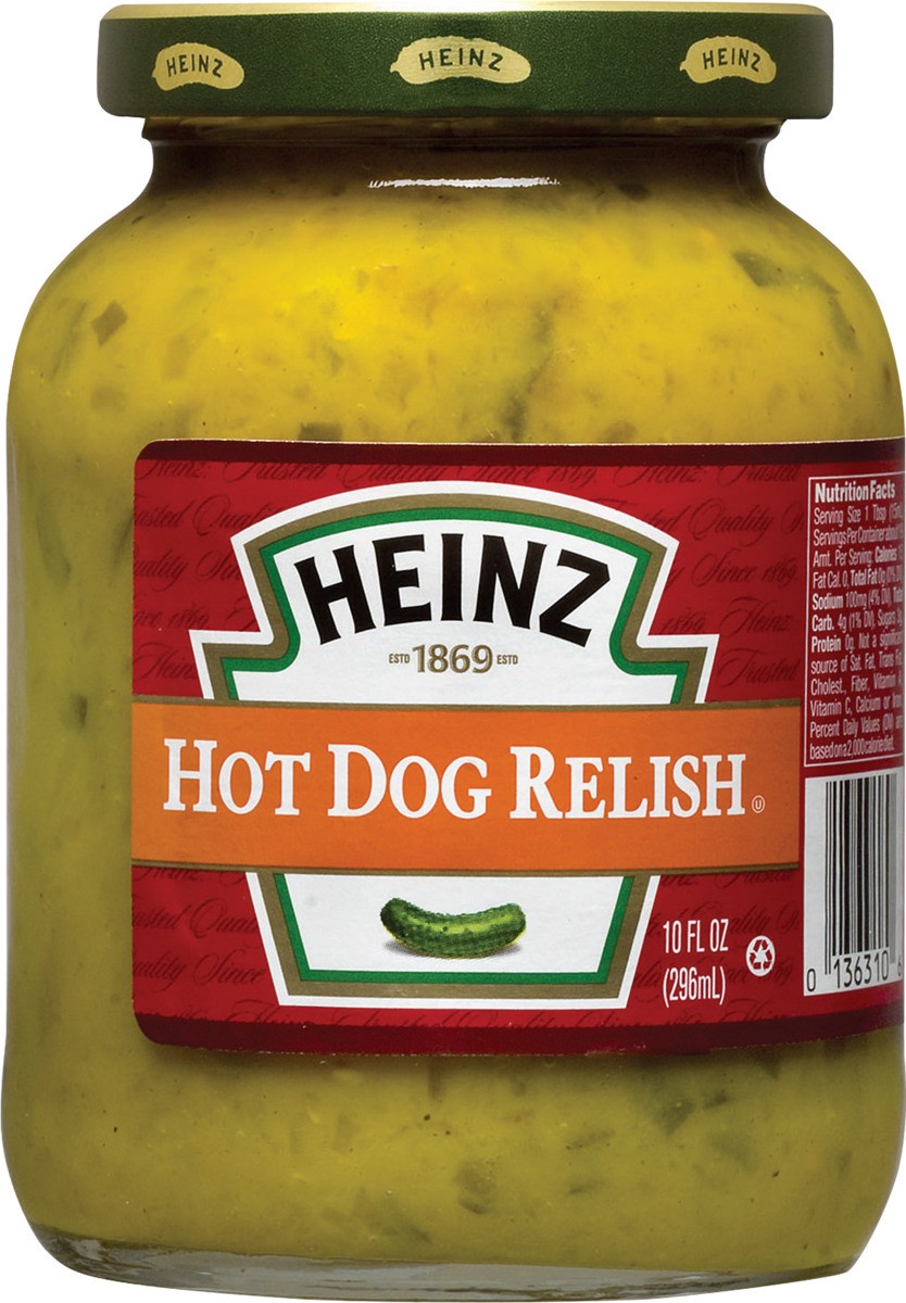 slide 2 of 2, Heinz Hot Dog Relish, 10 fl oz Jar, 10 fl oz