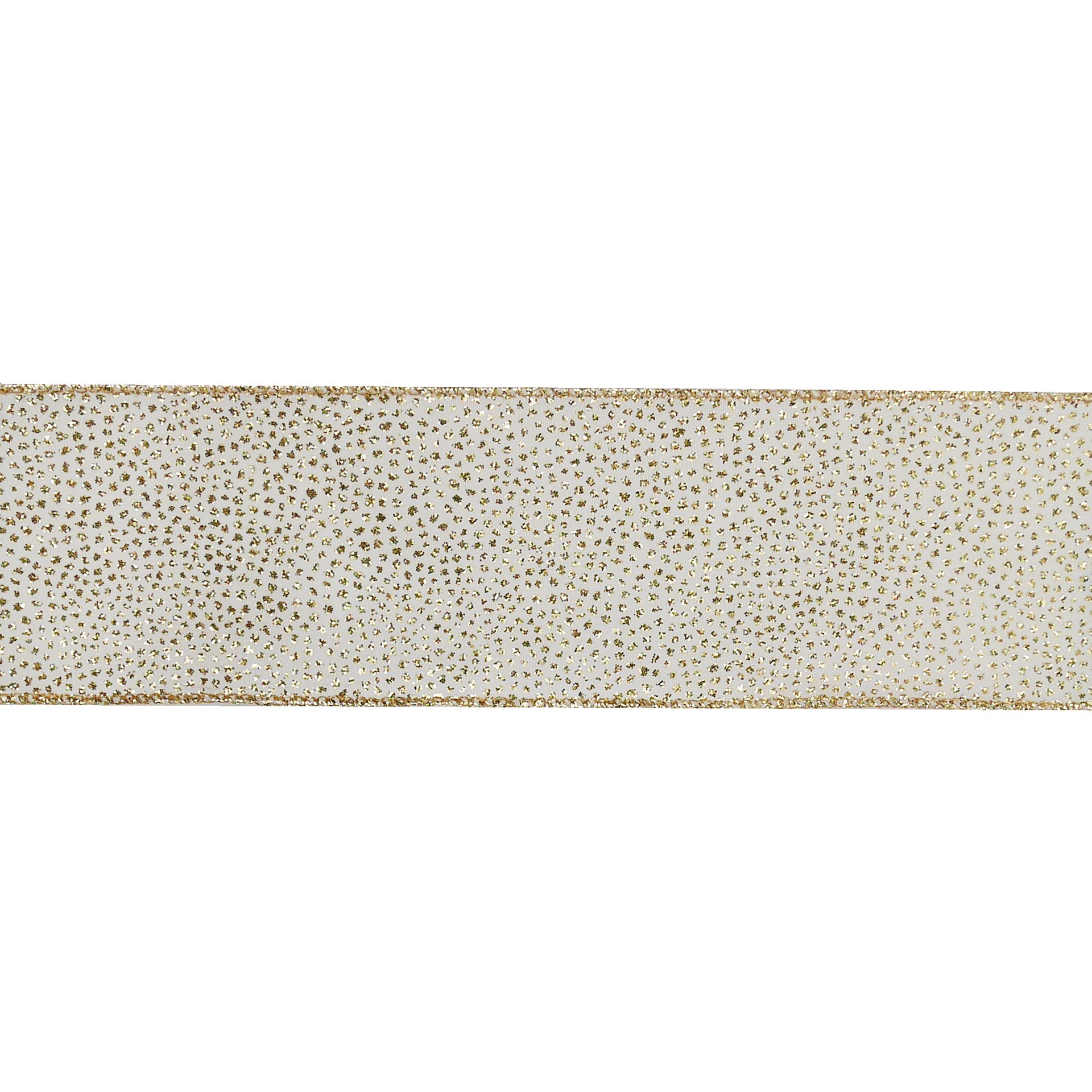 slide 3 of 3, 2.5" X 80ft. Cream With Gold Dots Wired Jumbo Ribbon By Celebrate It, 2.5 in x 80 ft