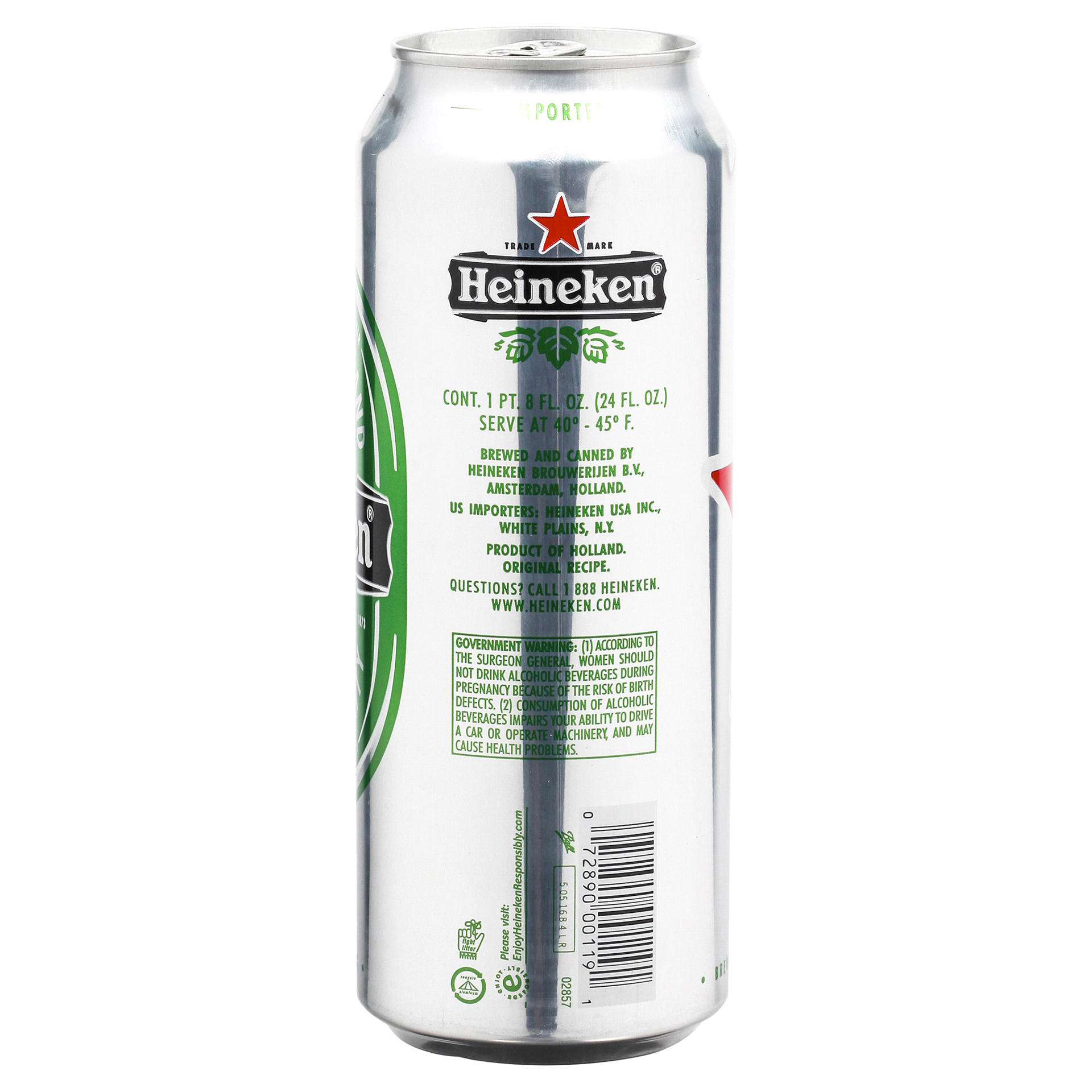 slide 6 of 9, Heineken Original Lager Beer, Single 24 fl oz Can, 24 oz