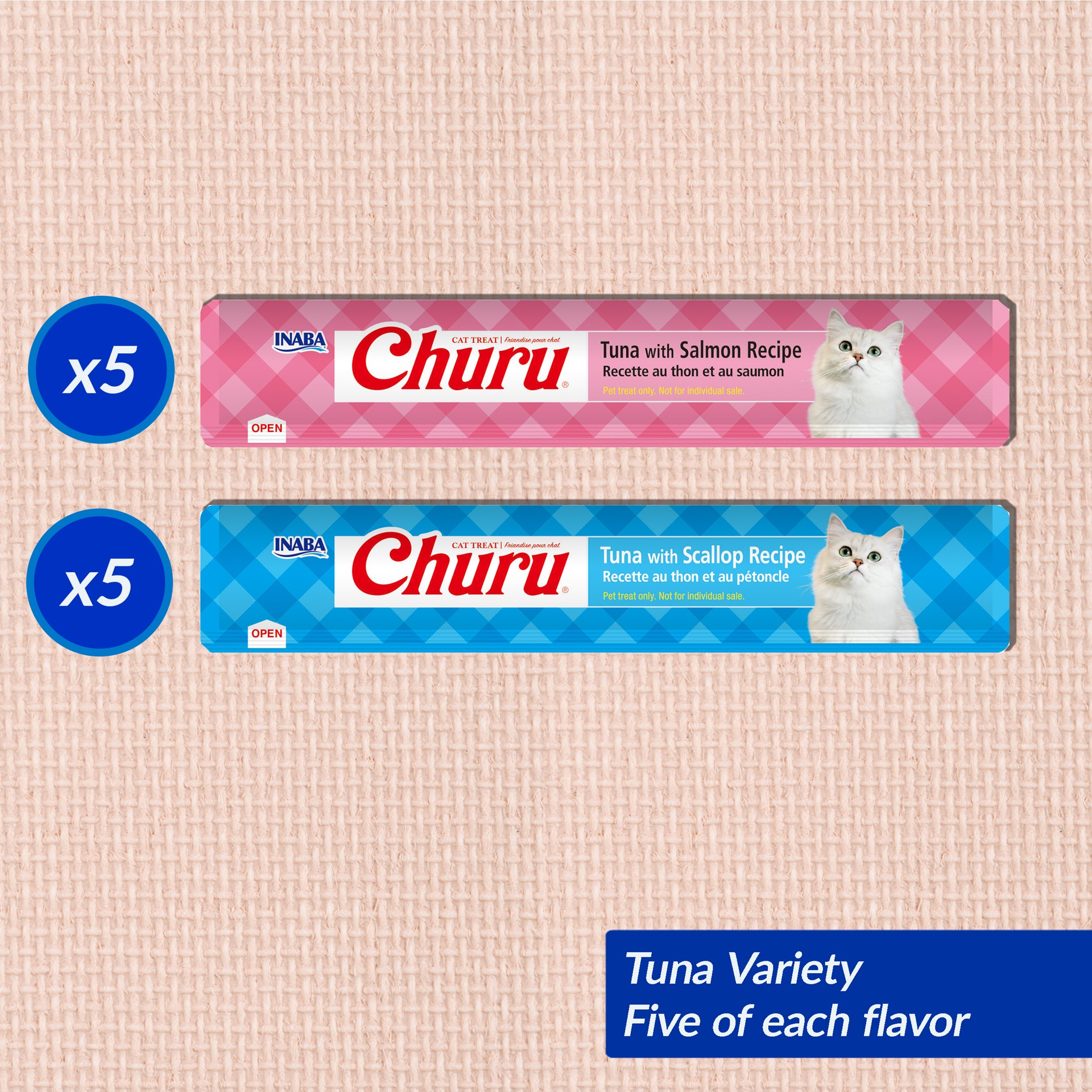 slide 4 of 8, Churu Tuna Recipe/Tuna with Salmon Recipe Cat Treat 10 - 0.5 oz Tubes, 10 ct