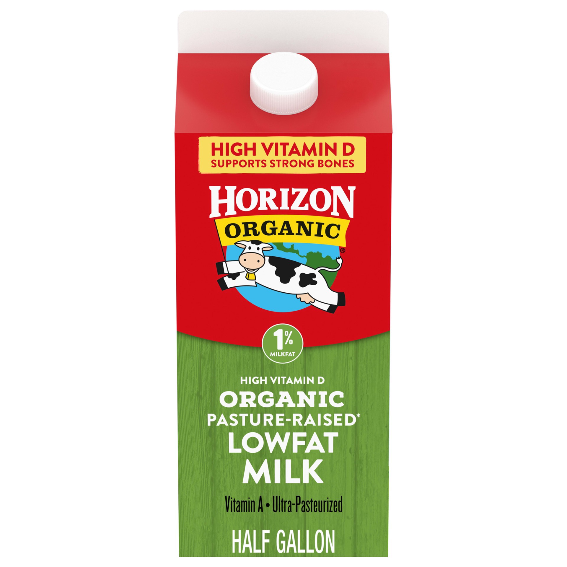 slide 1 of 5, Horizon Organic 1% Low Fat milk, High Vitamin D, Half Gallon, 