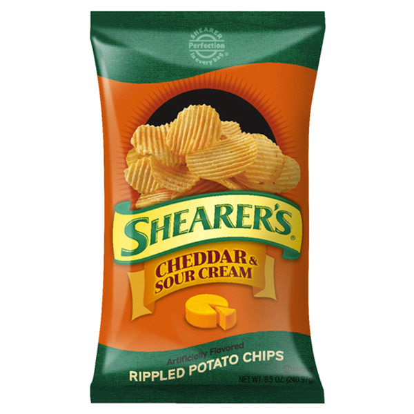 slide 1 of 1, Shearer's Cheddar and Sour Cream Potato Chips, 8.5 oz