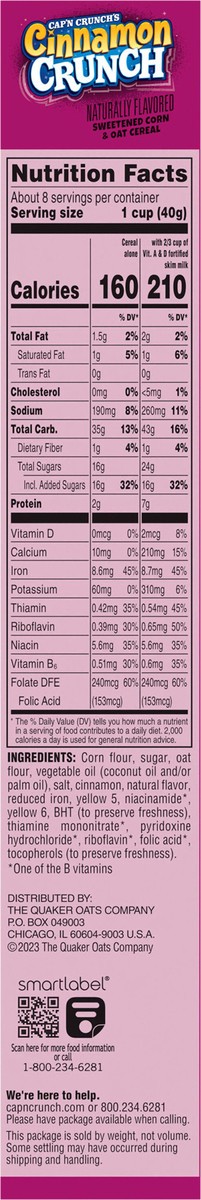slide 9 of 11, Cap'n Crunch Cereal Cinnamon 11.2 Oz, 11.2 oz