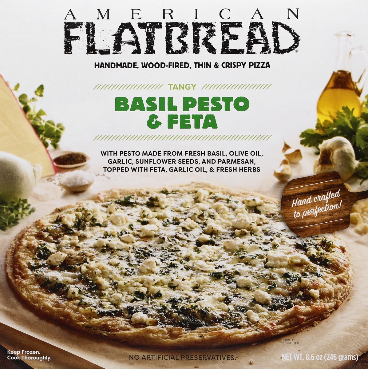 slide 1 of 13, American Flatbread Tangy Basil Pesto & Feta Pizza 8.6 oz, 8.6 oz