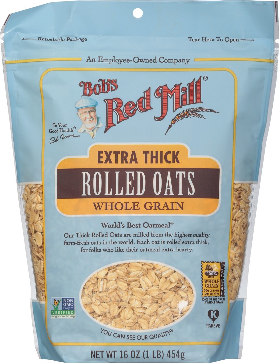 slide 10 of 13, Bob's Red Mill Whole Grain Extra Thick Rolled Oats 16 oz, 16 oz