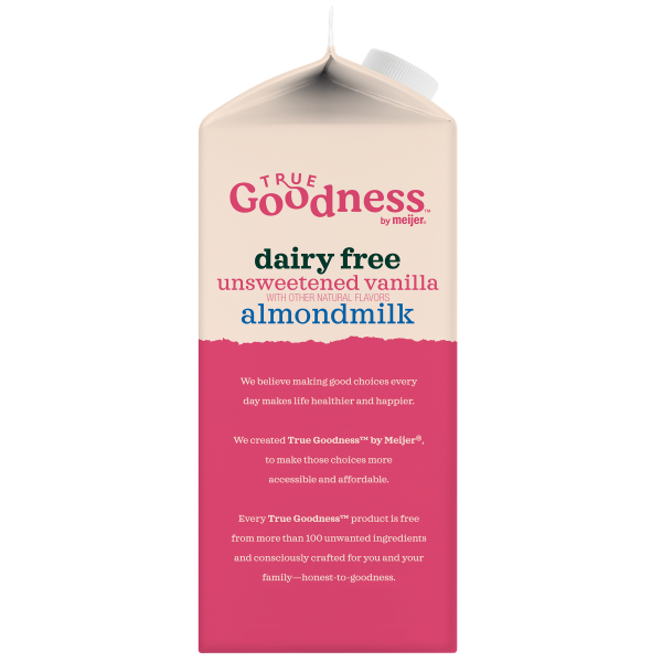 slide 2 of 3, True Goodness by Meijer Vanilla Unsweetened Dairy Free Almond Milk 64 OZ, 64 fl oz