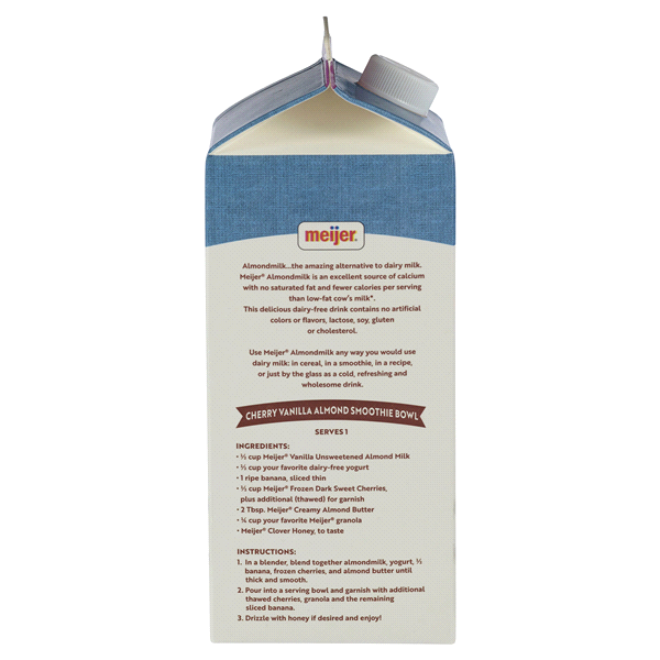 slide 3 of 9, Meijer Unsweetened Vanilla Almond Milk, 64 fl oz