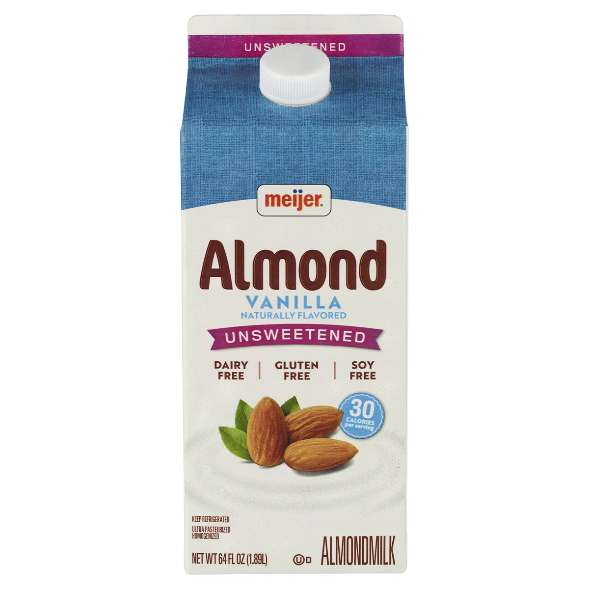 slide 1 of 9, Meijer Unsweetened Vanilla Almond Milk, 64 fl oz