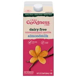 True Goodness Vanilla Unsweetened Dairy Free Almond Milk 64 OZ