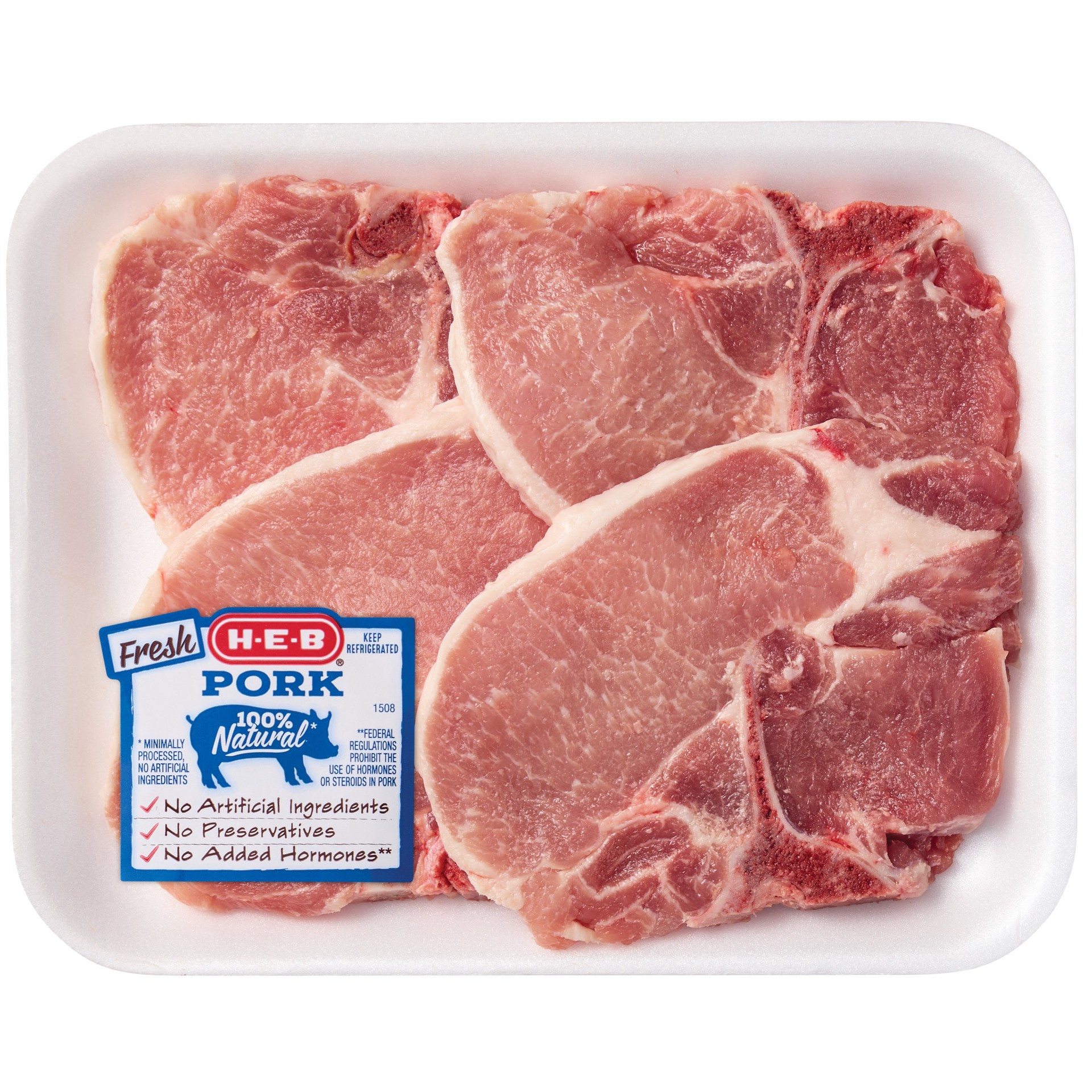 slide 1 of 1, H-E-B Bone-in Center Loin Pork Chops, per lb