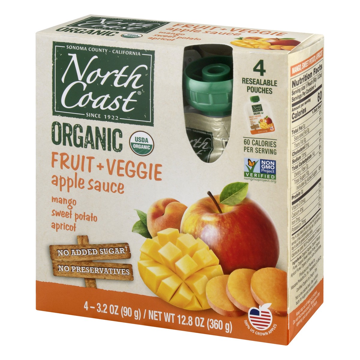slide 7 of 9, North Coast Fruit + Veggie Mango Sweet Potato Apricot Apple Sauce 4 ea, 4 ct