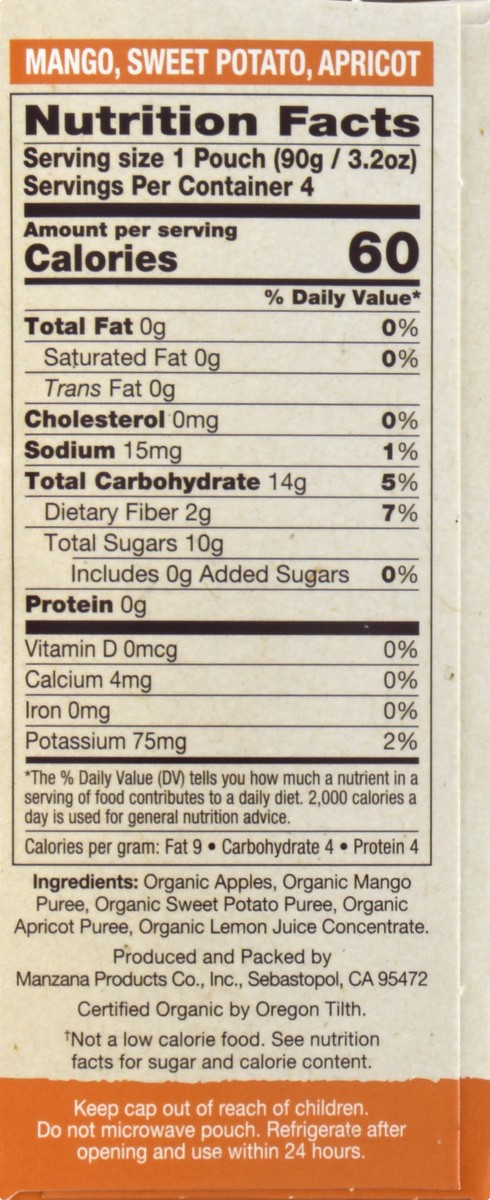 slide 5 of 9, North Coast Fruit + Veggie Mango Sweet Potato Apricot Apple Sauce 4 ea, 4 ct