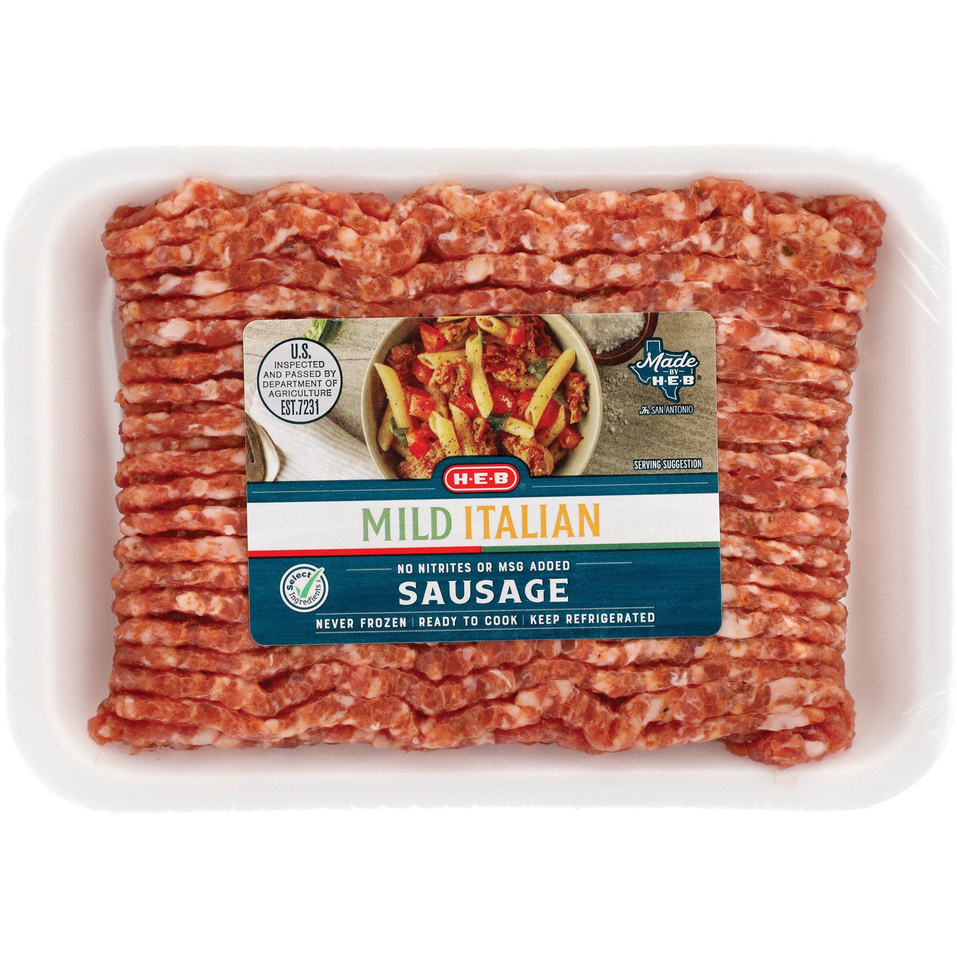 slide 1 of 1, H-E-B Ground Pork Italian Sausage - Mild, per lb