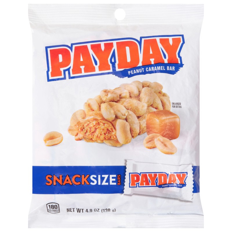 slide 1 of 1, Payday Peanut Caramel Snack Size, Candy Bag, 4.9 oz, 4.9 oz