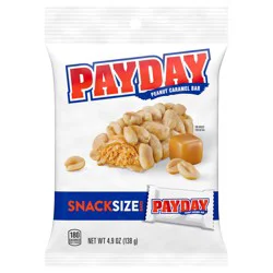 Payday Peanut Caramel Snack Size Candy Bag, 4.9 oz