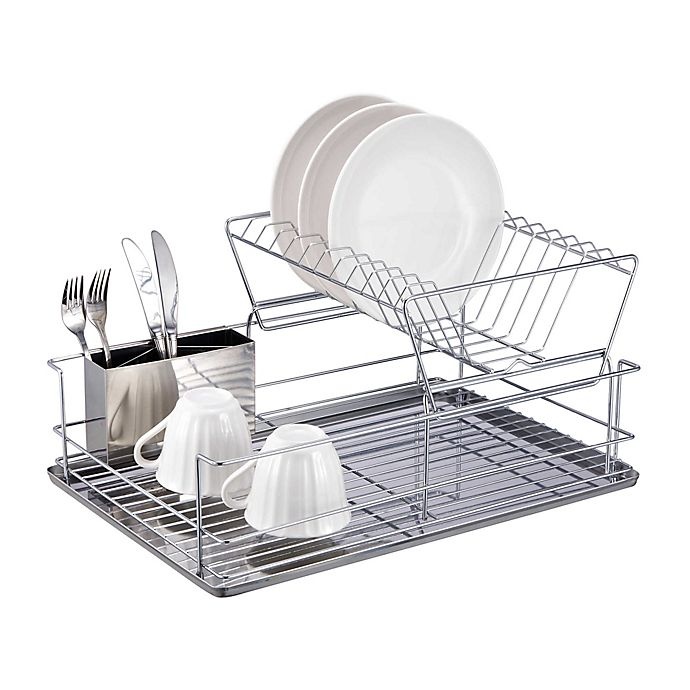 slide 1 of 2, Home Basics 2-Tier Dish Drainer, 1 ct