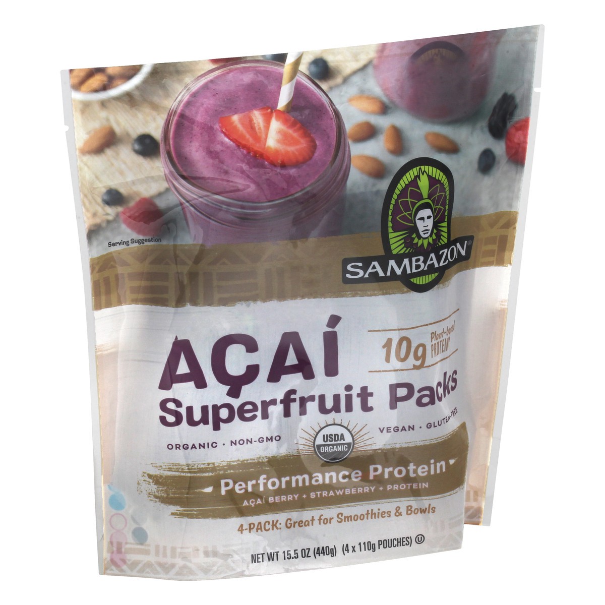 slide 4 of 13, Sambazon Inc Sambazon Acai Performance Protein Superfruit Packs Acai Berry Protein Strawberry , 4 ct