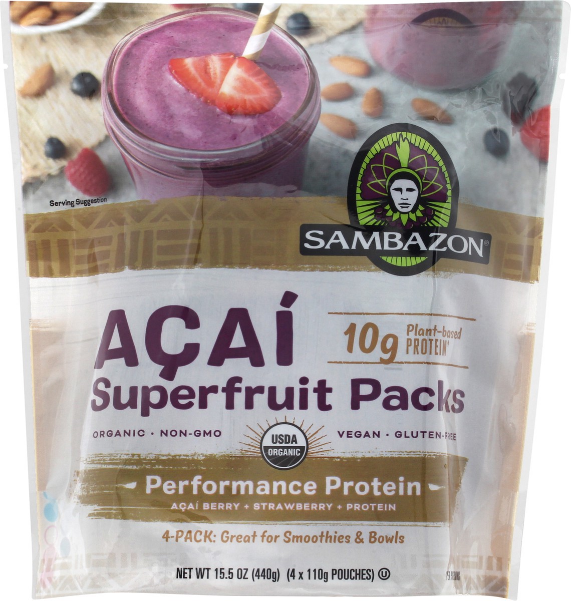 slide 1 of 13, Sambazon Inc Sambazon Acai Performance Protein Superfruit Packs Acai Berry Protein Strawberry , 4 ct