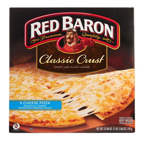 slide 1 of 1, Red Baron® frozen four cheese pizza, classic crust, 21.06 oz