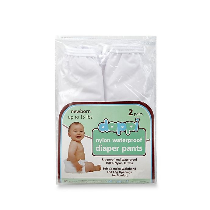 slide 1 of 1, TL Care Dappi Waterproof 100% Nylon Newborn Diaper Pants - White, 2 ct