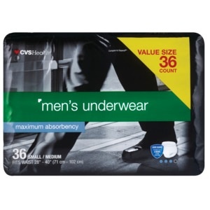 slide 1 of 1, CVS Health Men's Underwear Maximum Absorbency S/M, 36 ct