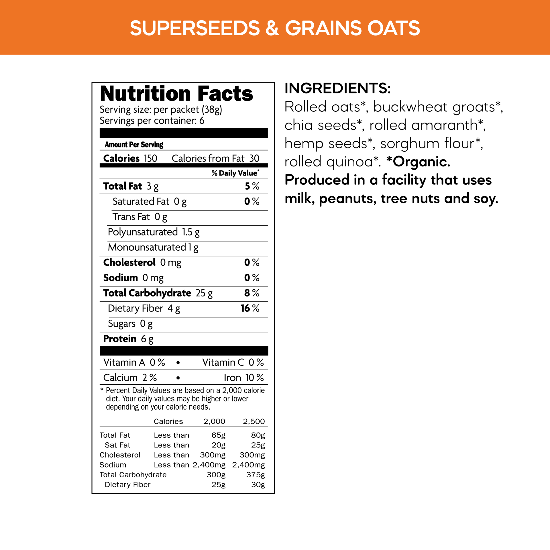 slide 5 of 5, Nature's Path Qi'a Organic Superseed Oatmeal 8oz Box, 8 oz