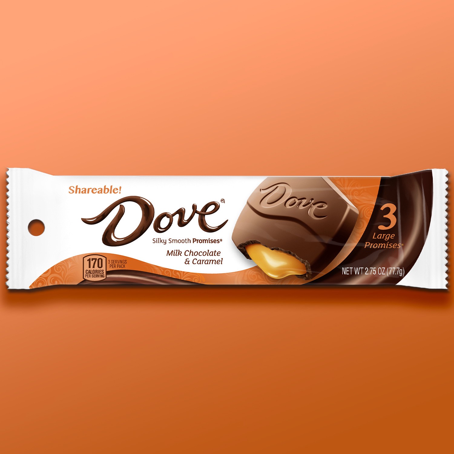 slide 8 of 8, DOVE Large PROMISES Milk Chocolate Caramel Candy, 2.75 oz Pack, 2.75 oz