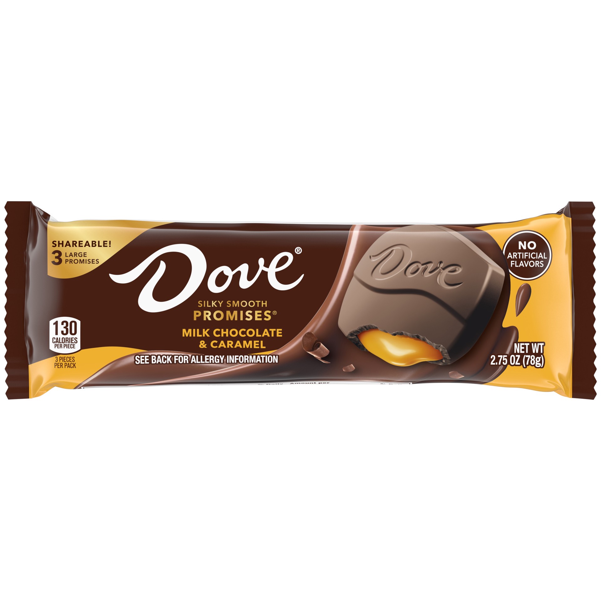 slide 1 of 8, DOVE Large PROMISES Milk Chocolate Caramel Candy, 2.75 oz Pack, 2.75 oz