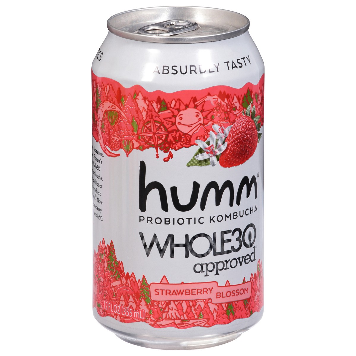 slide 5 of 9, Humm Probiotic Strawberry Blossom Kombucha - 12 fl oz, 12 fl oz