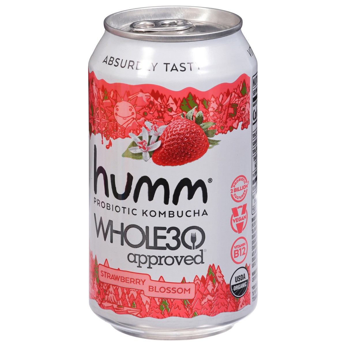 slide 6 of 9, Humm Probiotic Strawberry Blossom Kombucha - 12 fl oz, 12 fl oz