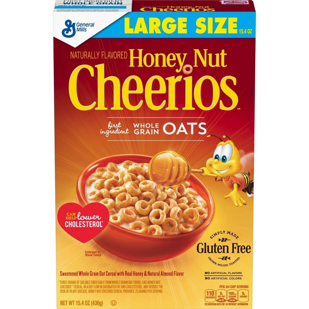 slide 2 of 4, Honey Nut Cheerios Heart Healthy Cereal, 15.4 OZ Large Size Box, 15.4 oz