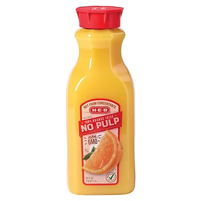 slide 1 of 1, H-E-B No Pulp Orange Juice - 52 oz, 52 oz