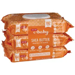H-E-B Baby Wipes - Shea Butter, 3 pk