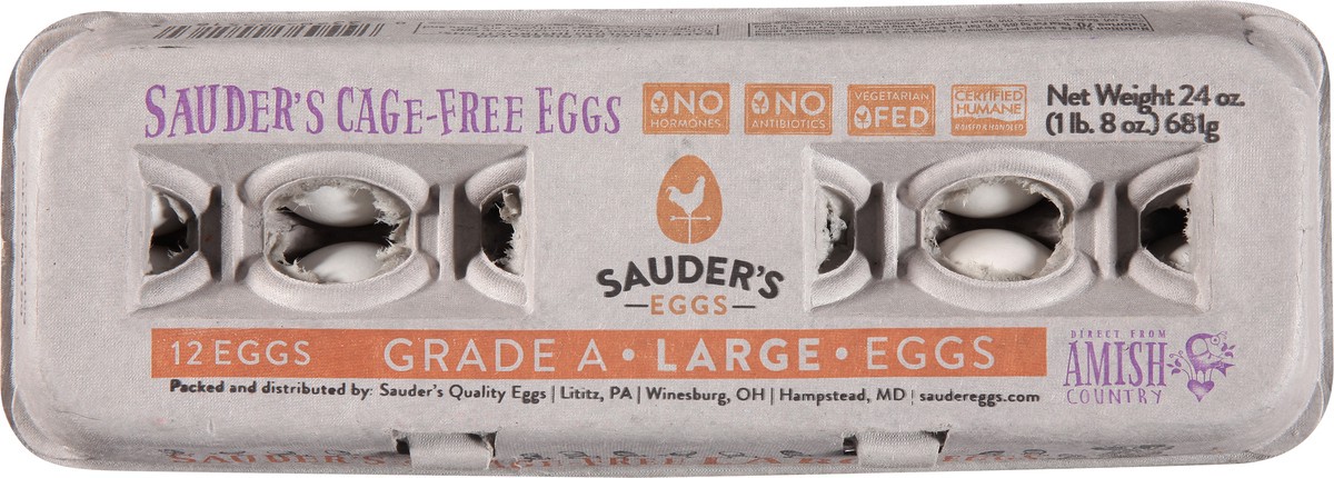 slide 5 of 9, Sauder's Eggs Large Cage-Free Eggs 12 ea, 12 ct