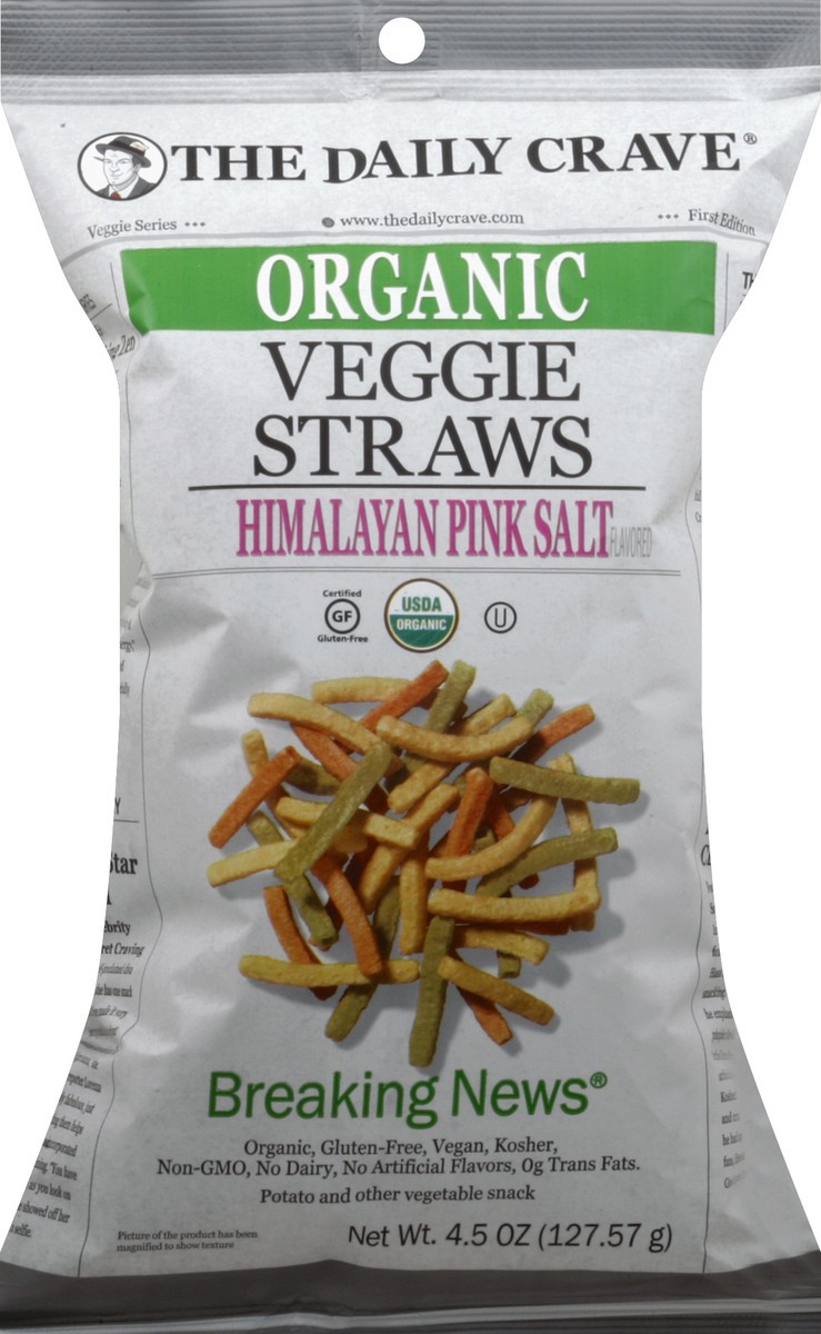 slide 5 of 5, The Daily Crave Veggie Straws, Organic, Himalayan Pink Salt, 4.5 oz