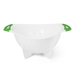 OXO Softworks Colander with Black Handles: 3 Qt White Plastic Strainer, Dishwasher-Safe Kitchen Drainer