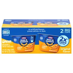 Kraft Mac and Cheese, 2 Big Cups, for Easy Dinner or Dinner Sides, Original Flavor, No Artificial Flavors, Preservatives or Dyes, 4.1 oz