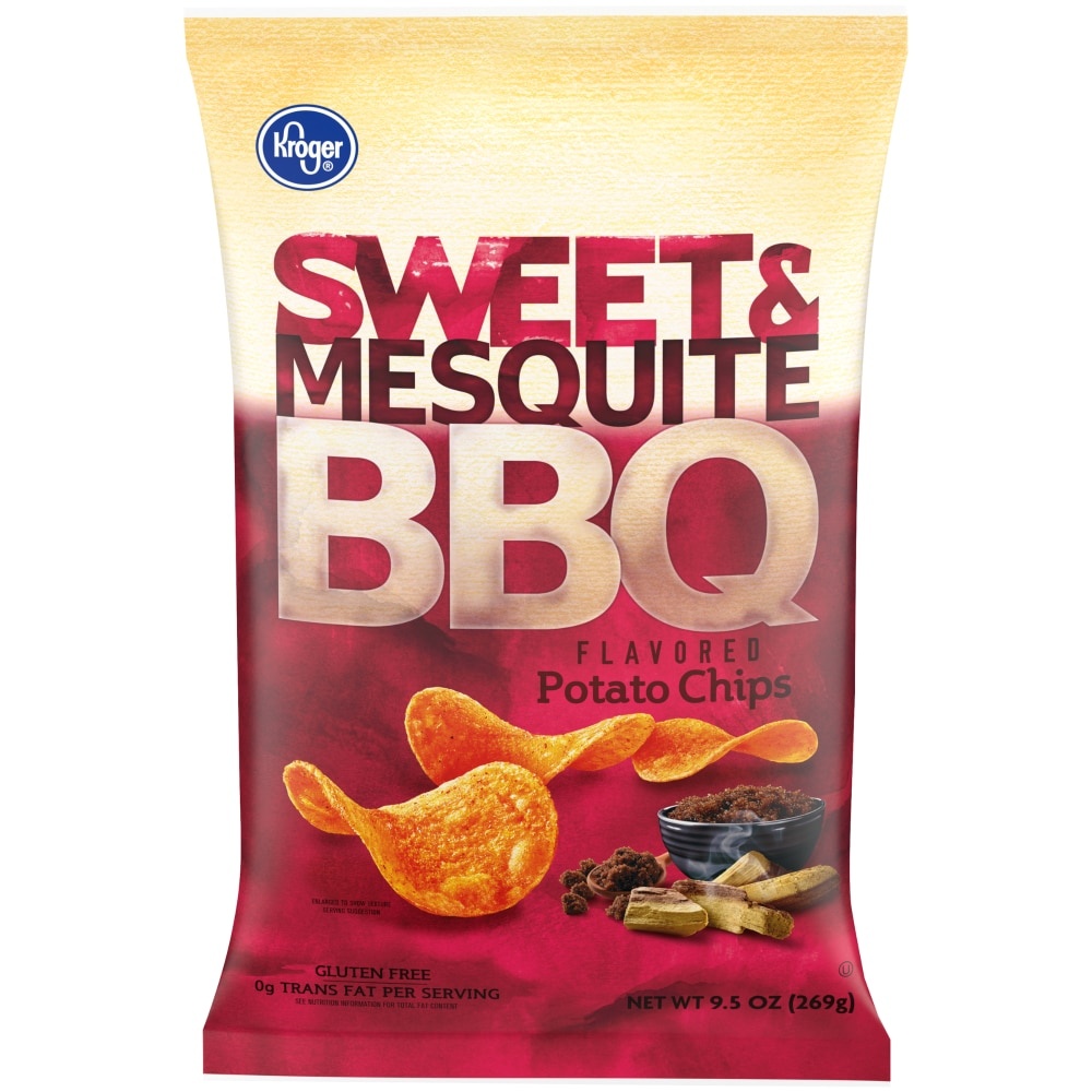 slide 1 of 1, Kroger Sweet & Mesquite BBQ Potato Chips, 9.5 oz