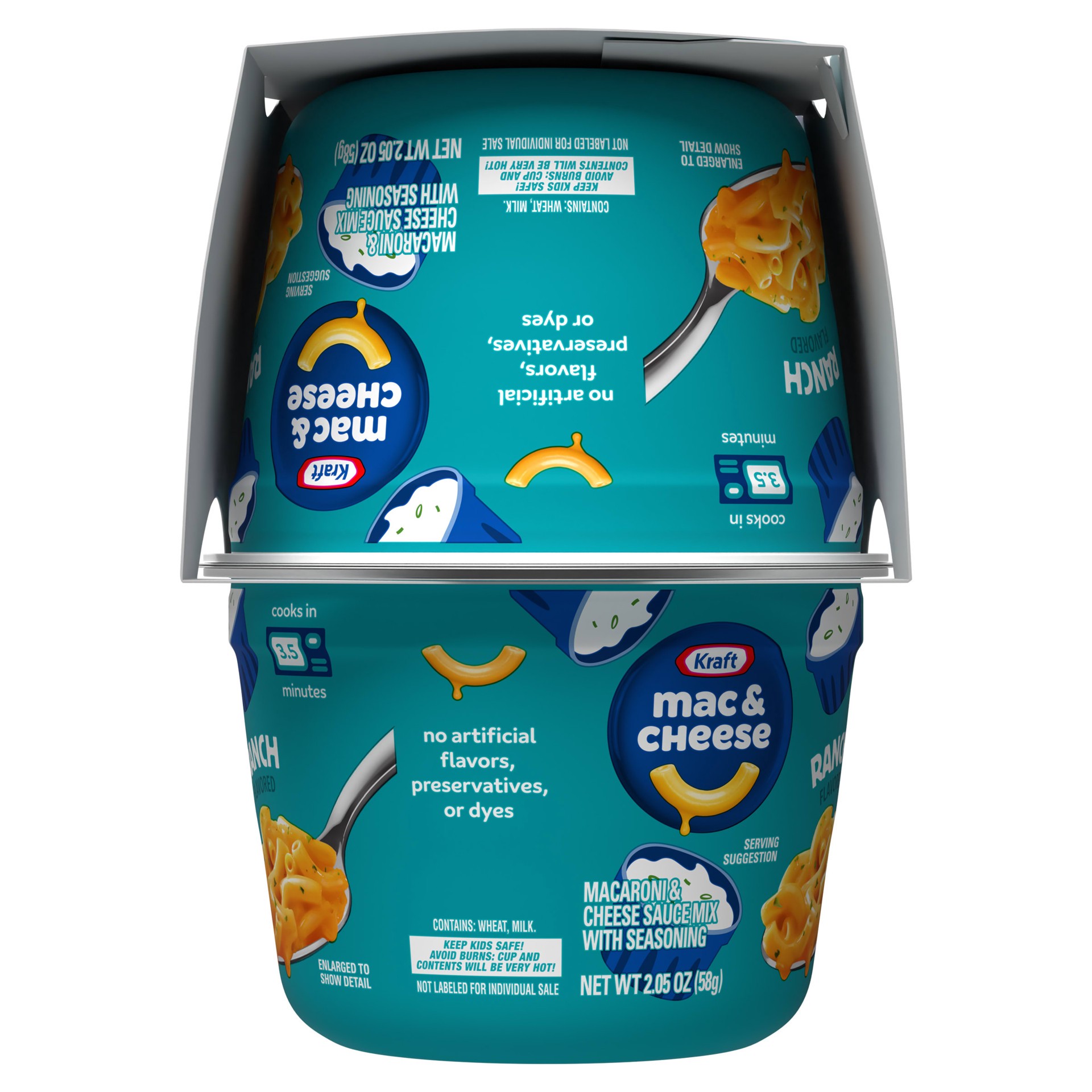 slide 2 of 8, Kraft Ranch Flavored Mac & Cheese Macaroni and Cheese Dinner, 4 ct Pack, 2.05 oz Cups, 4 ct