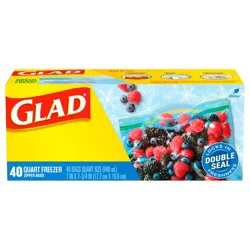 Glad Quart Medium Freezer Zipper Bags 40 ea