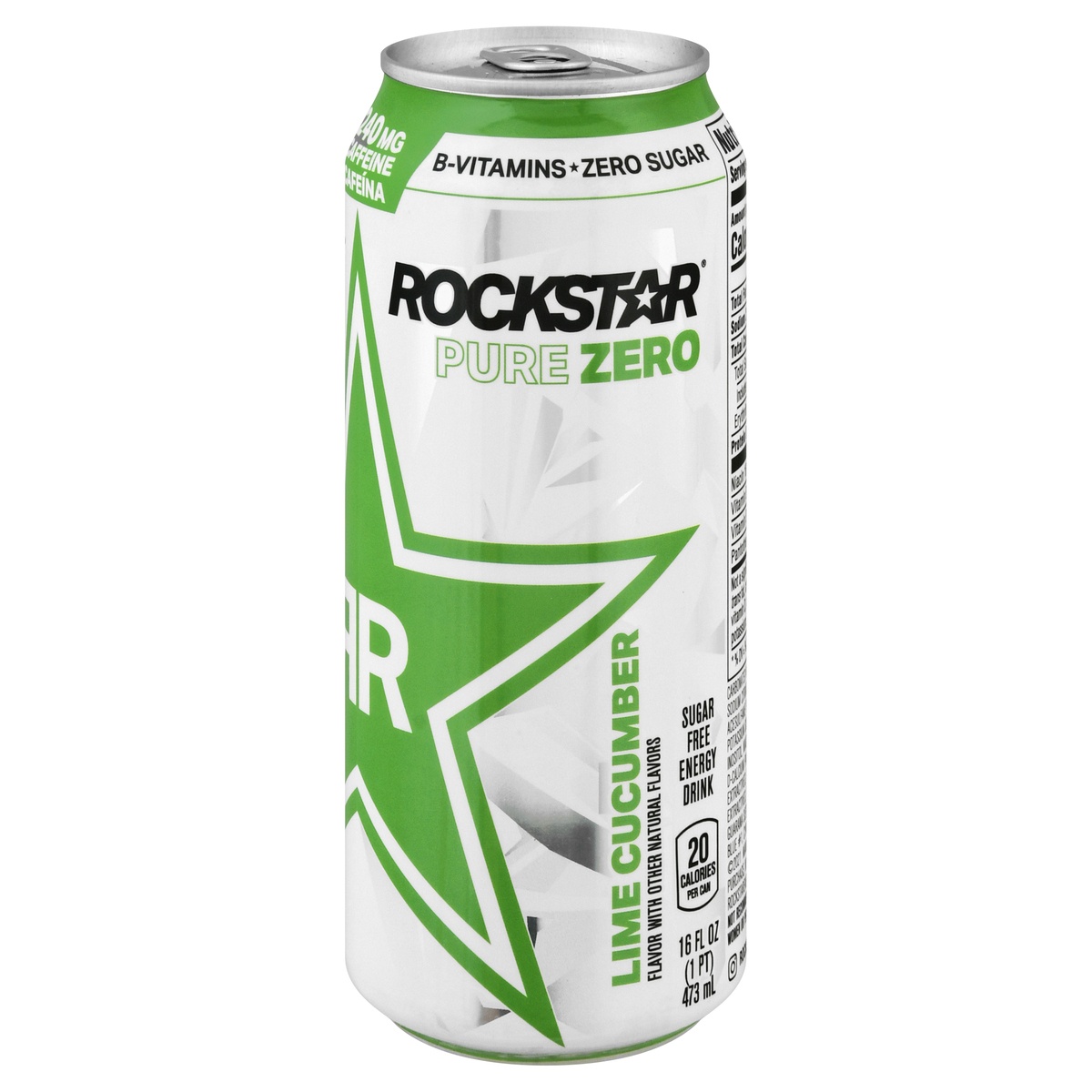 slide 1 of 1, Rockstar Pure Zero Sugar Free Energy Drink Lime Cucumber Flavor, 16 oz