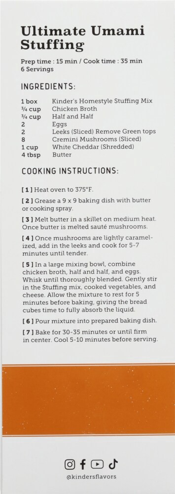 slide 5 of 5, Kinder's Homestyle Stuffing Mix - EA, 1 ct