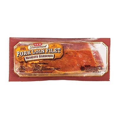 slide 1 of 1, H-E-B Seasoned Mesquite Barbeque Pork Loin Filet, per lb