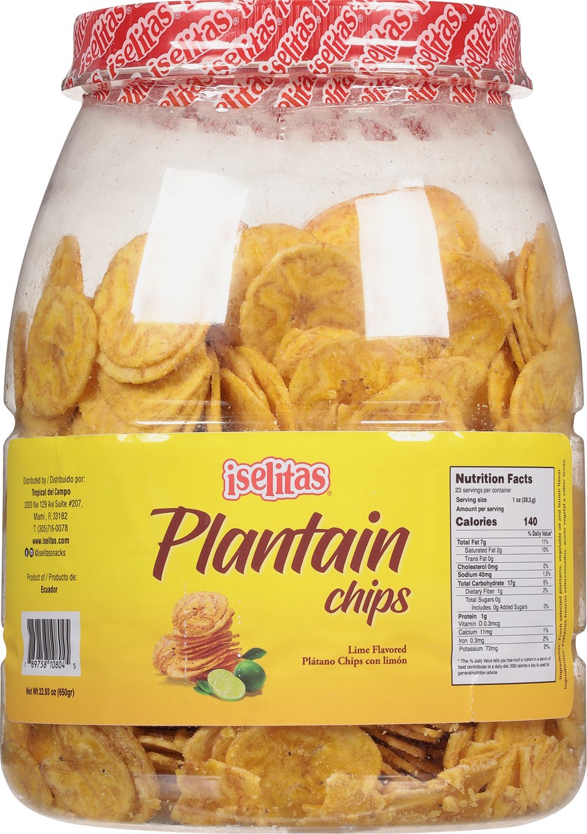slide 2 of 11, Iselitas Lime Flavored Plantain Chips 22.93 oz, 22.93 oz