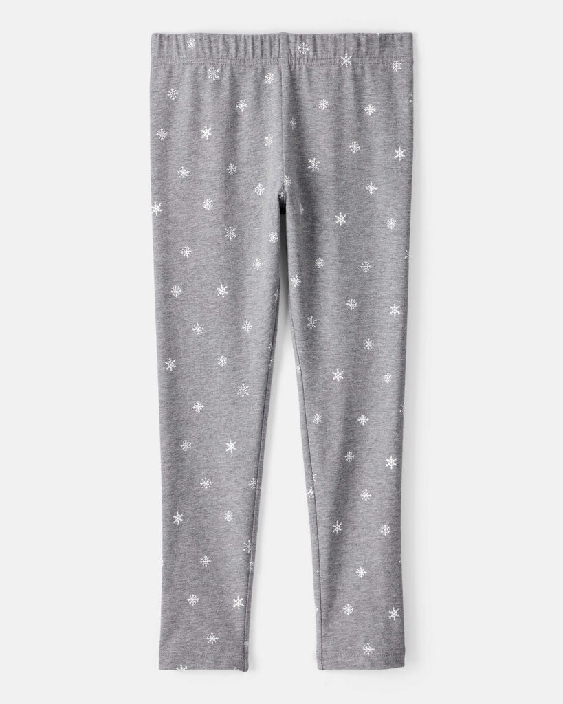 slide 2 of 3, Carter's Girls Snowflake Print Cotton Pull-On Stretch Leggings - Grey Heather 12, 1 ct